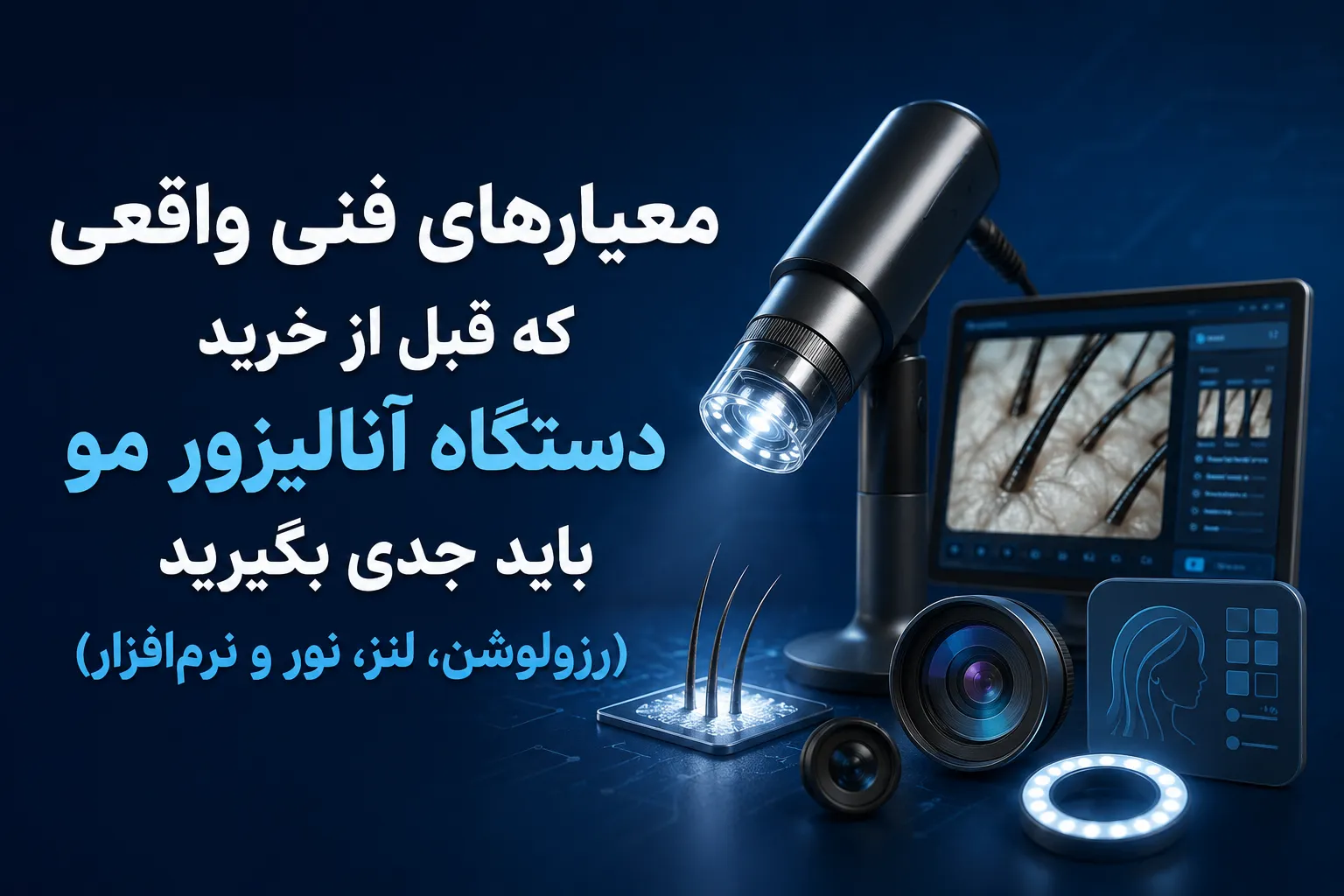 معیارهای فنی واقعی که قبل از خرید دستگاه آنالیزور مو باید جدی بگیرید (رزولوشن، لنز، نور و نرمافزار)
