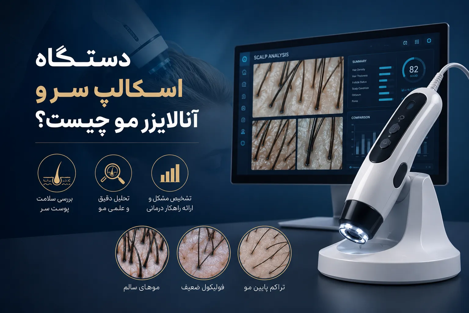 دستگاه اسکالپ سر چیست؟ راهنمای جامع تشخیص میکروسکوپی و درمان مو