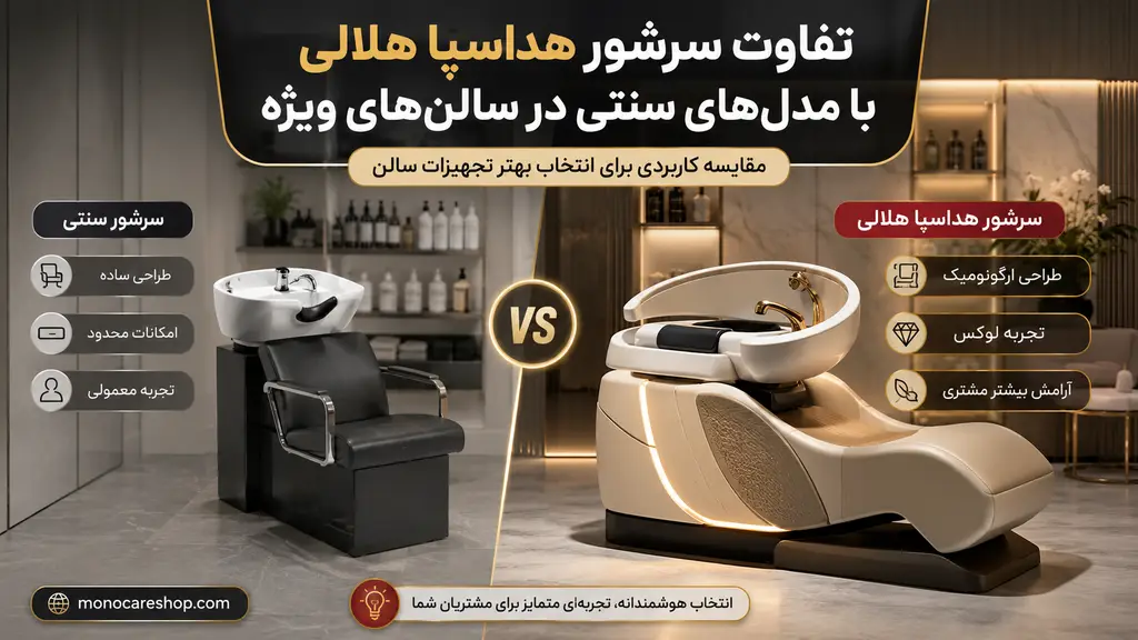 تفاوت سرشور هداسپا هلالی با مدلهای سنتی در سالنهای ویژه