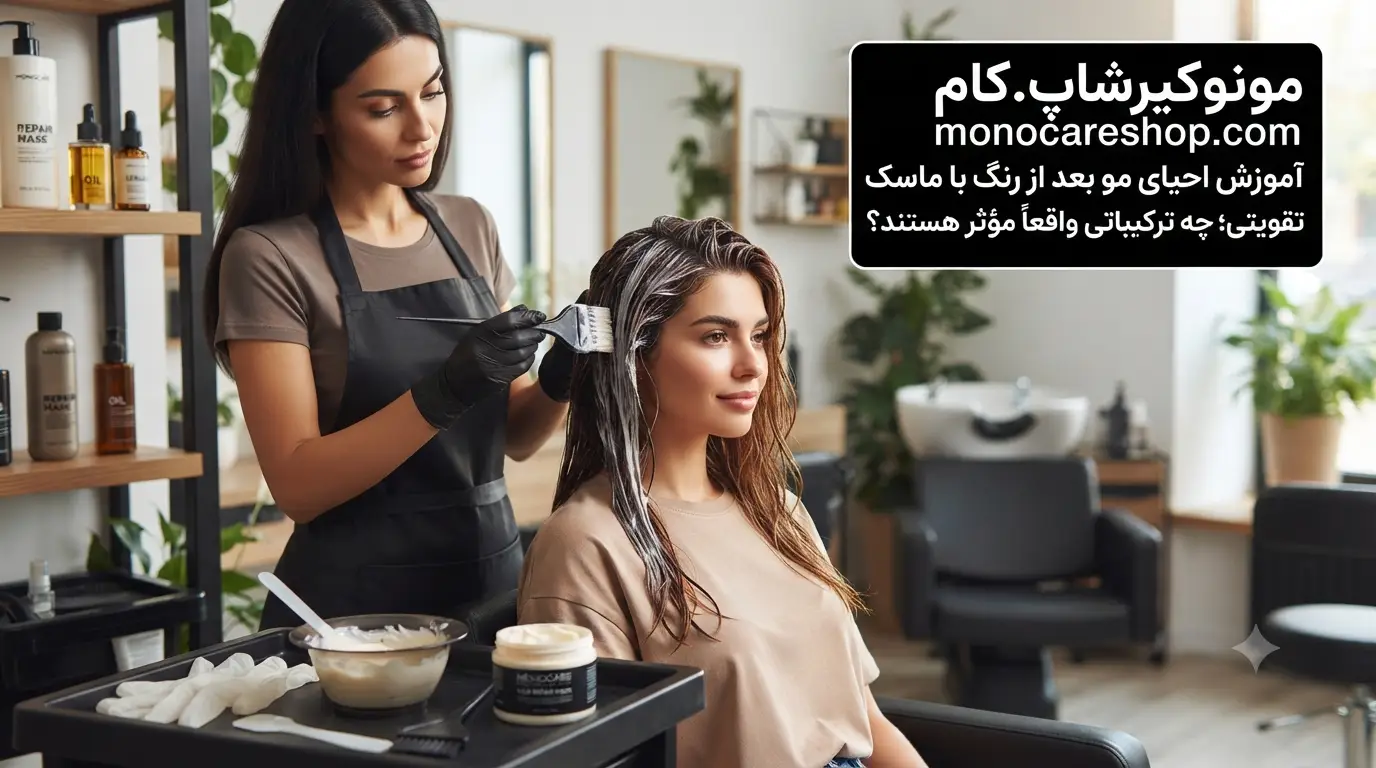 آموزش احیای مو بعد از رنگ با ماسک تقویتی؛ چه ترکیباتی واقعاً مؤثر هستند؟