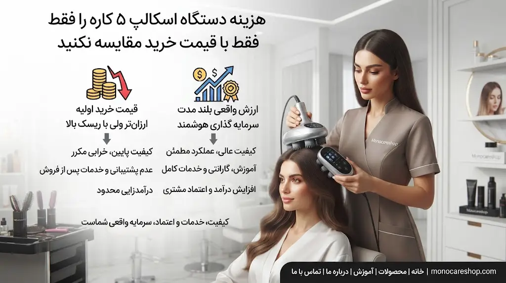 هزینه دستگاه اسکالپ ۵ کاره را فقط با قیمت خرید مقایسه نکنید