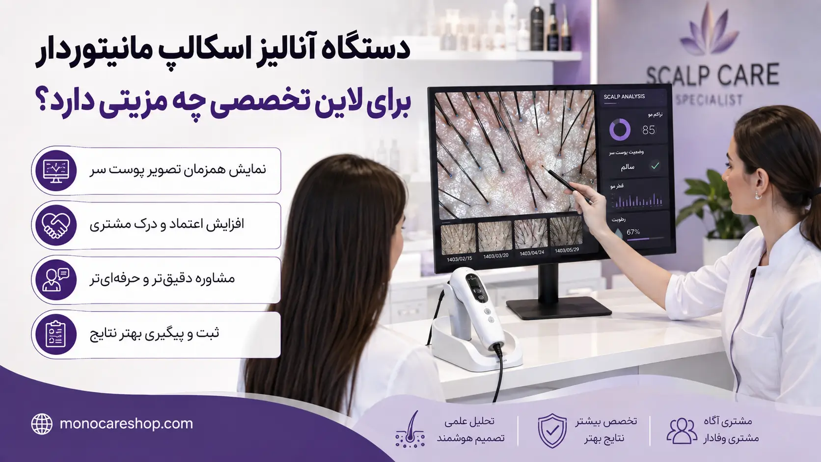 دستگاه آنالیز اسکالپ مانیتوردار برای لاین تخصصی چه مزیتی دارد؟