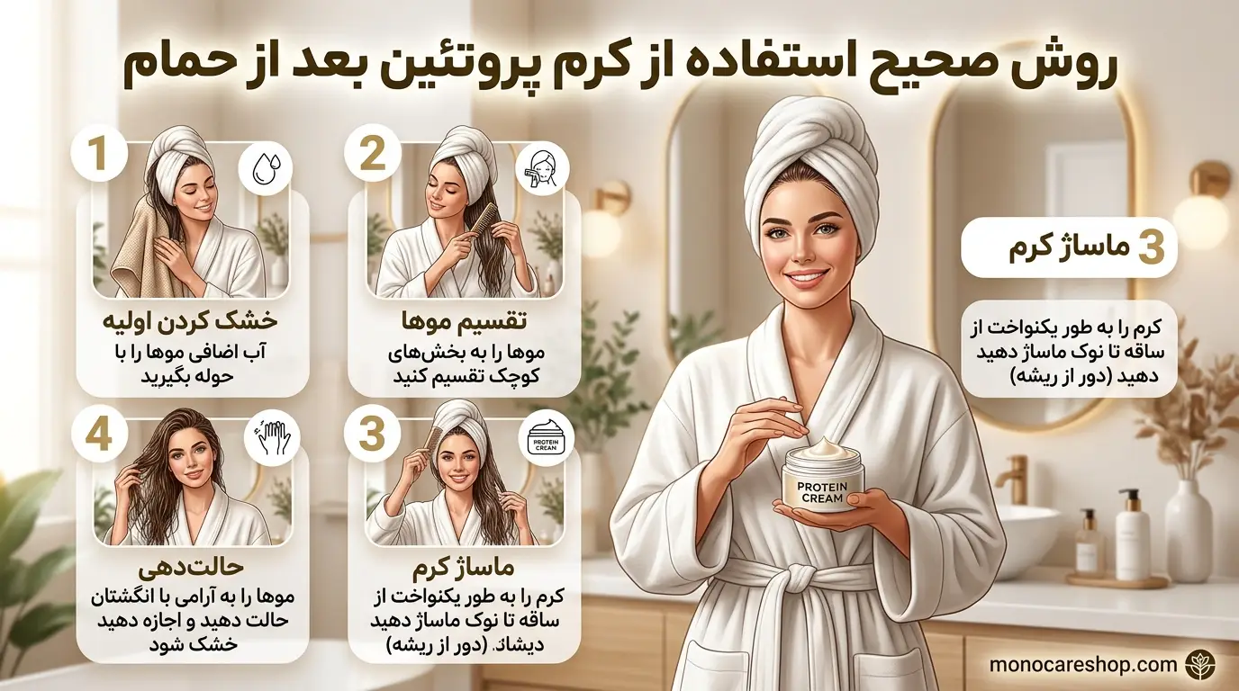 روش صحیح استفاده از کرم پروتئین بعد از حمام