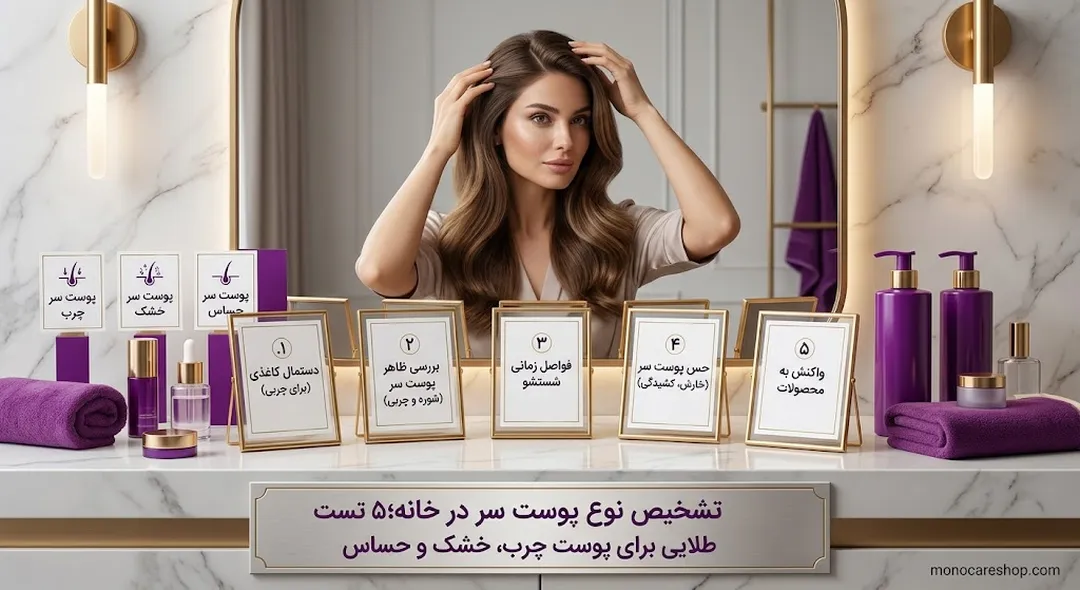 تشخیص نوع پوست سر در خانه؛ ۵ تست طلایی برای پوست چرب، خشک و حساس