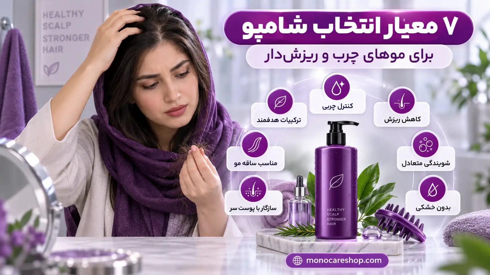 ۷ معیار انتخاب شامپو برای موهای چرب و ریزشدار در یک نگاه
