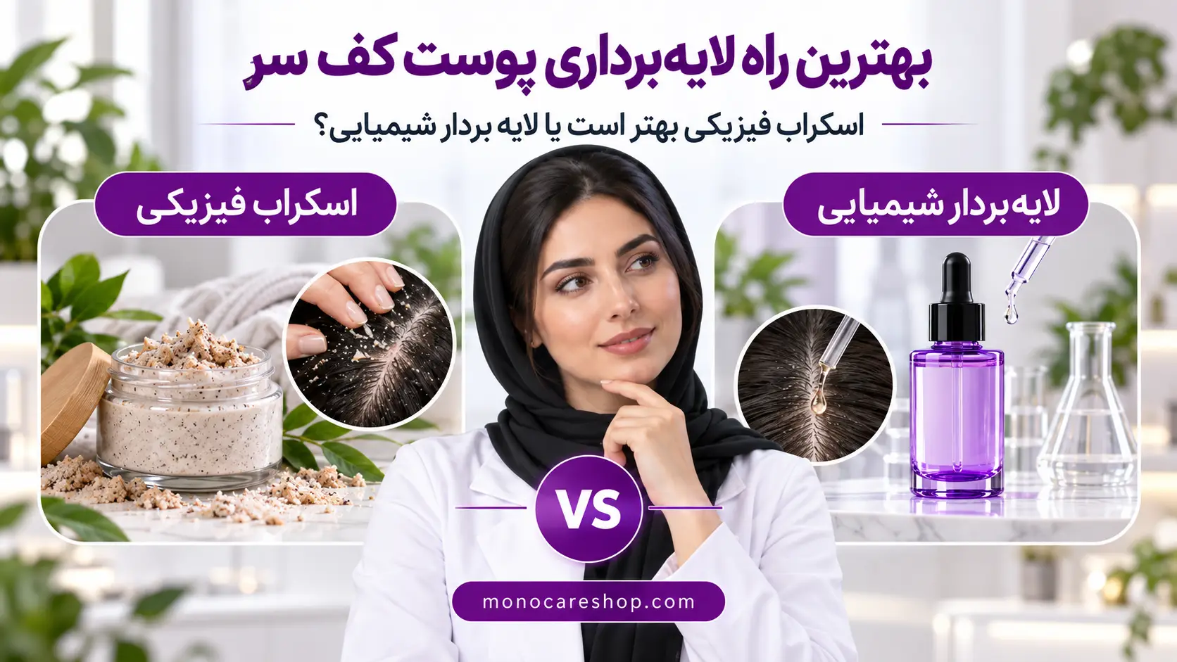 بهترین راه لایه برداری پوست کف سر؛ اسکراب فیزیکی بهتر است یا لایهبردار شیمیایی؟