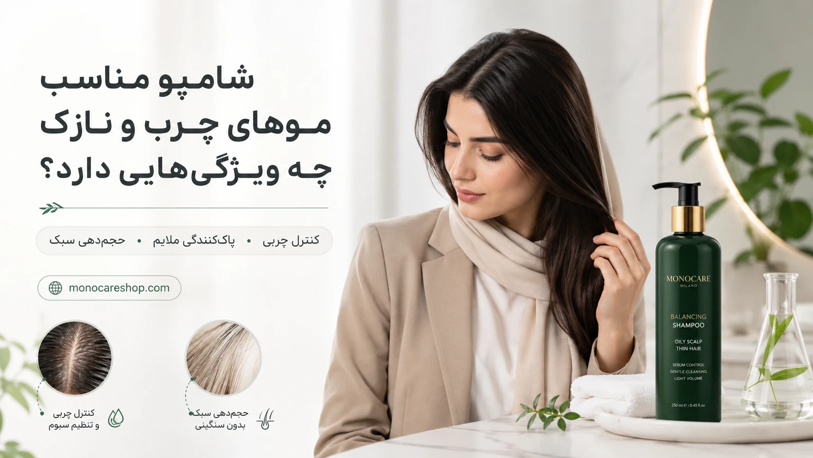 پاسخ کوتاه: شامپو مناسب موهای چرب و نازک چه ویژگیهایی دارد؟