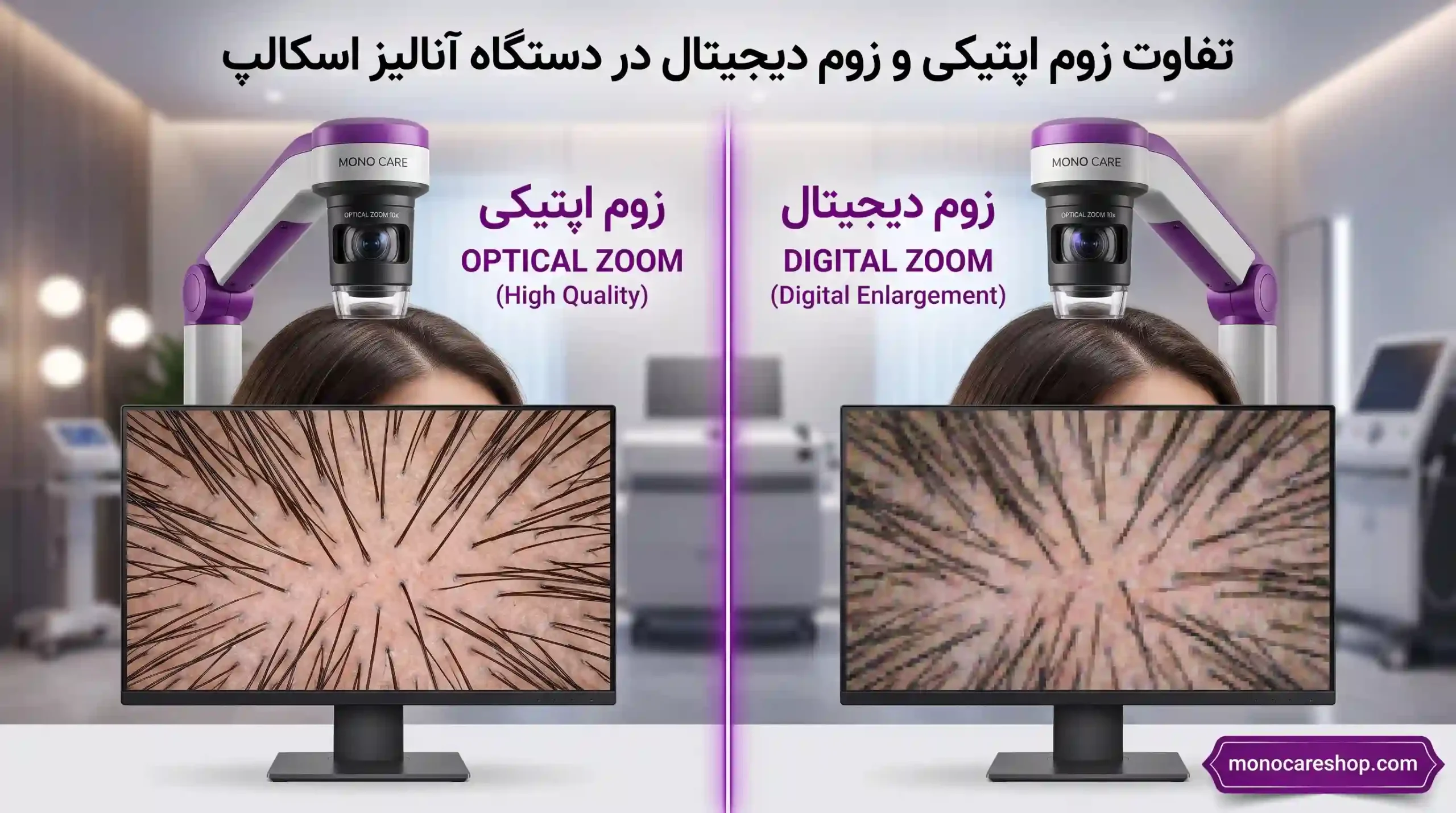 تفاوت زوم اپتیکی و زوم دیجیتال در دستگاه آنالیز اسکالپ