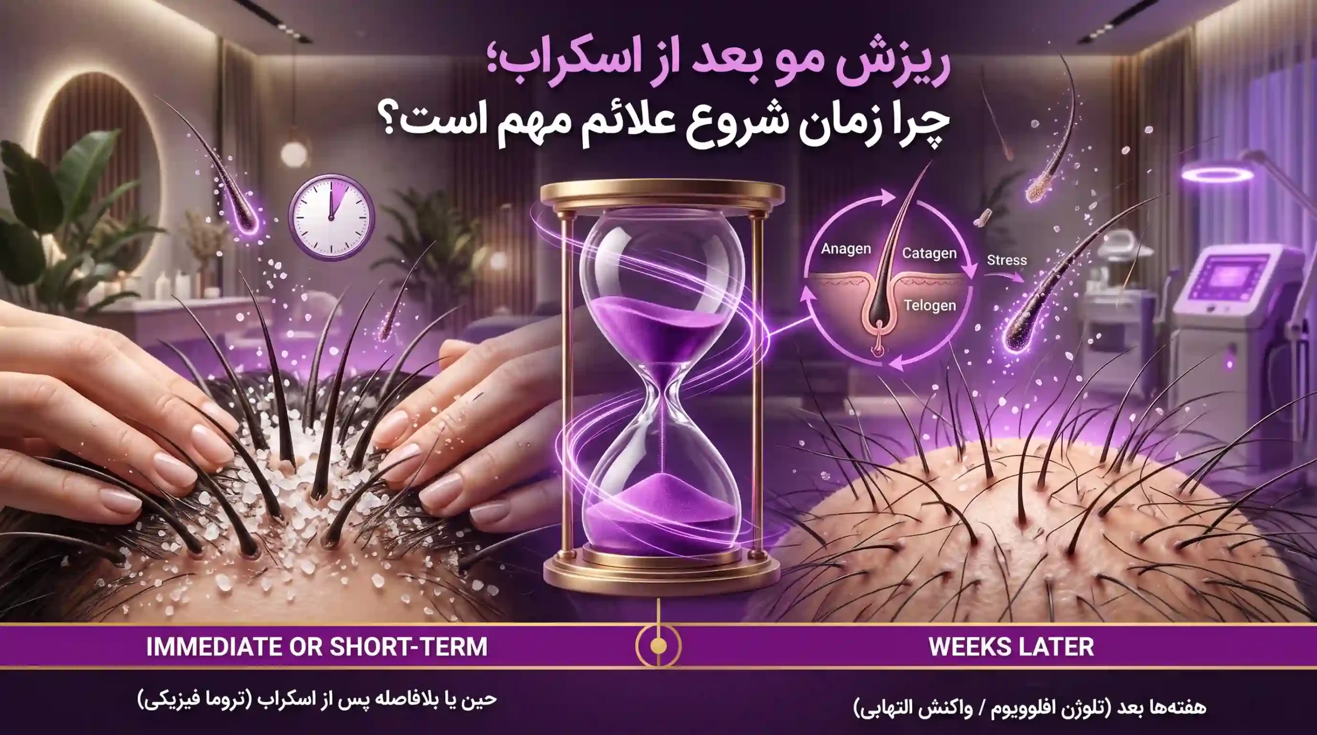 ریزش مو بعد از اسکراب؛ چرا زمان شروع علائم مهم است؟