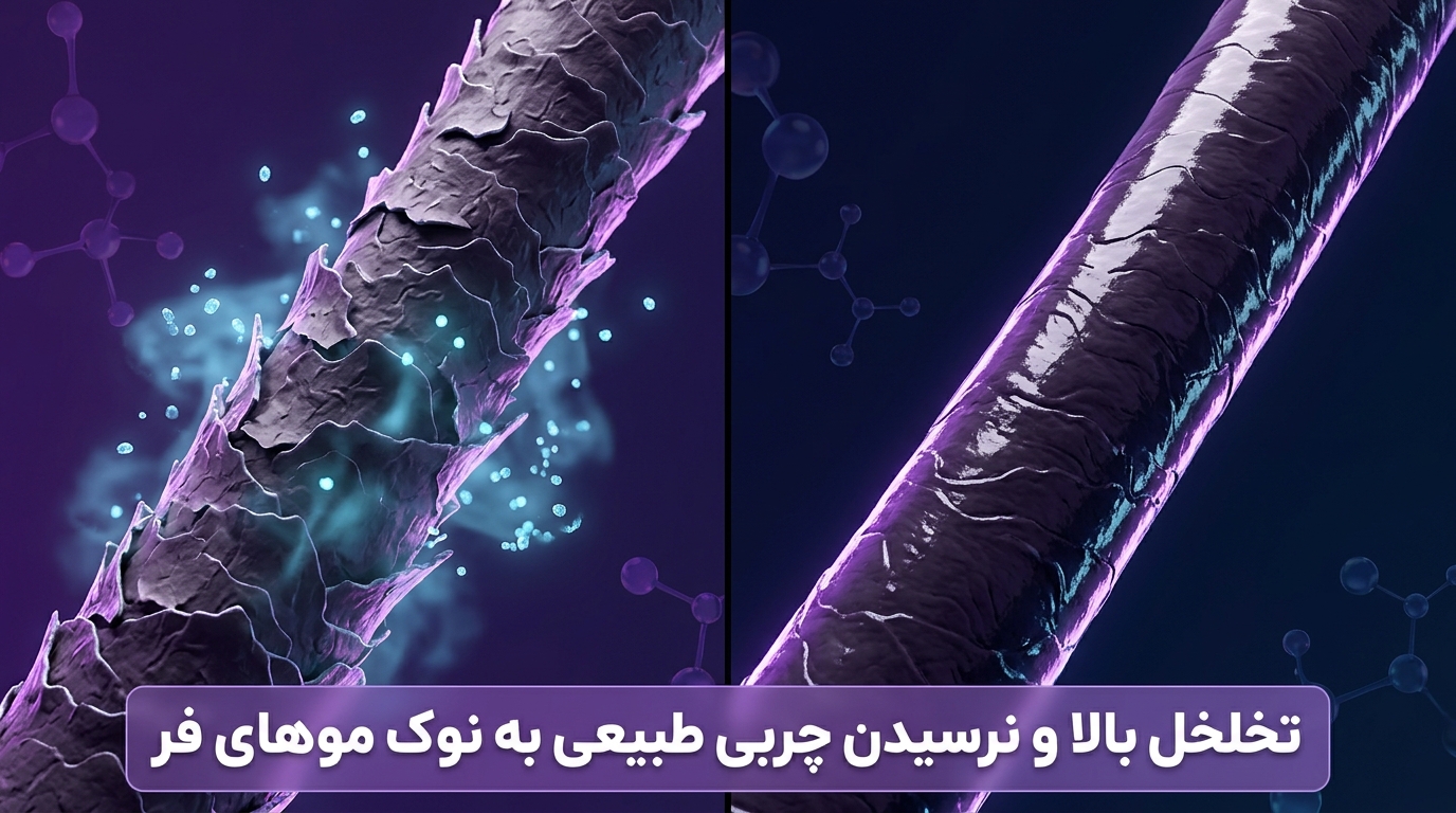 آنالیز سهبعدی کوتیکولهای باز موی فر به دلیل فرم مارپیچ و نرسیدن سبوم طبیعی به انتهای ساقه