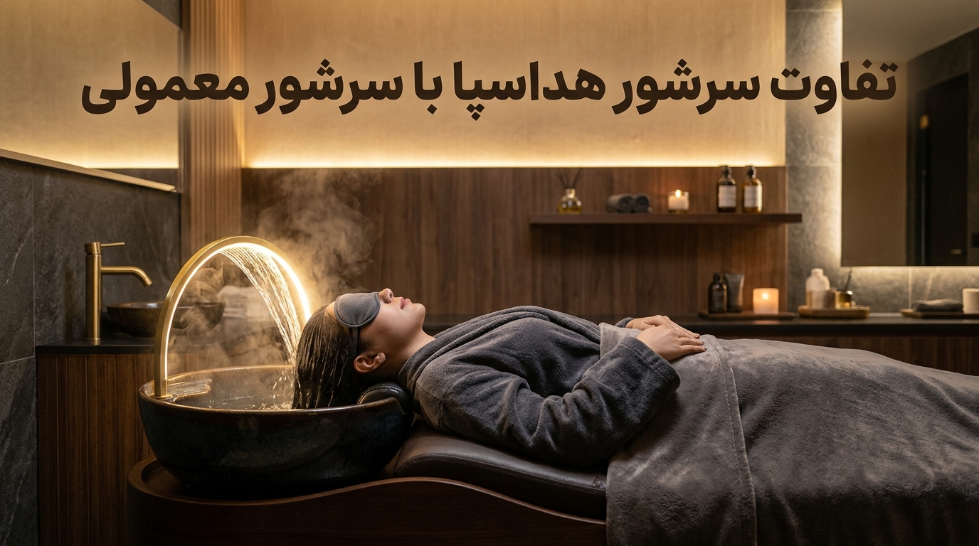 مقایسه تخت سرشور خوابیده هداسپا ژاپنی با سرشور معمولی آرایشگاهی در سالن زیبایی VIP