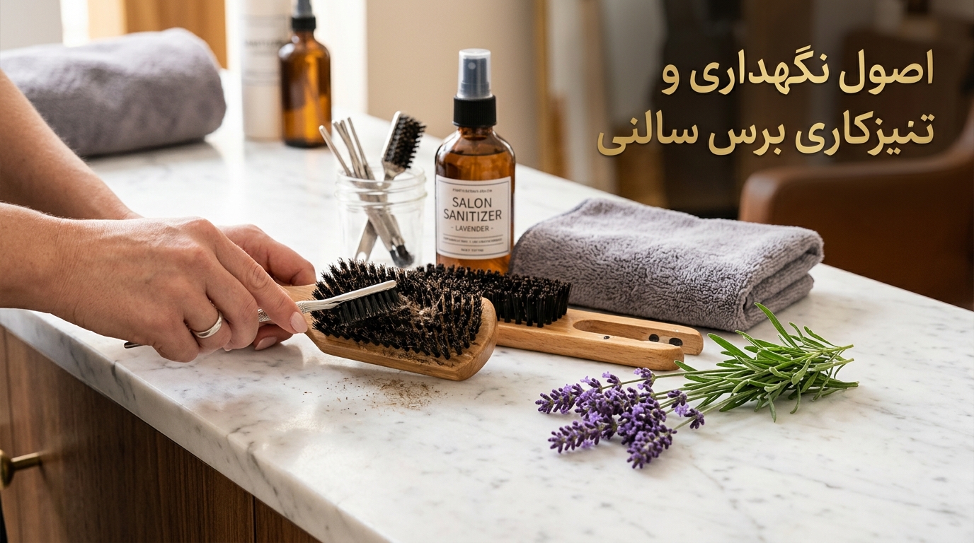 نحوه تمیز کردن و ضدعفونی اصولی برس چوبی کراتین با برسشور و اسپری بدون آسیب به چوب