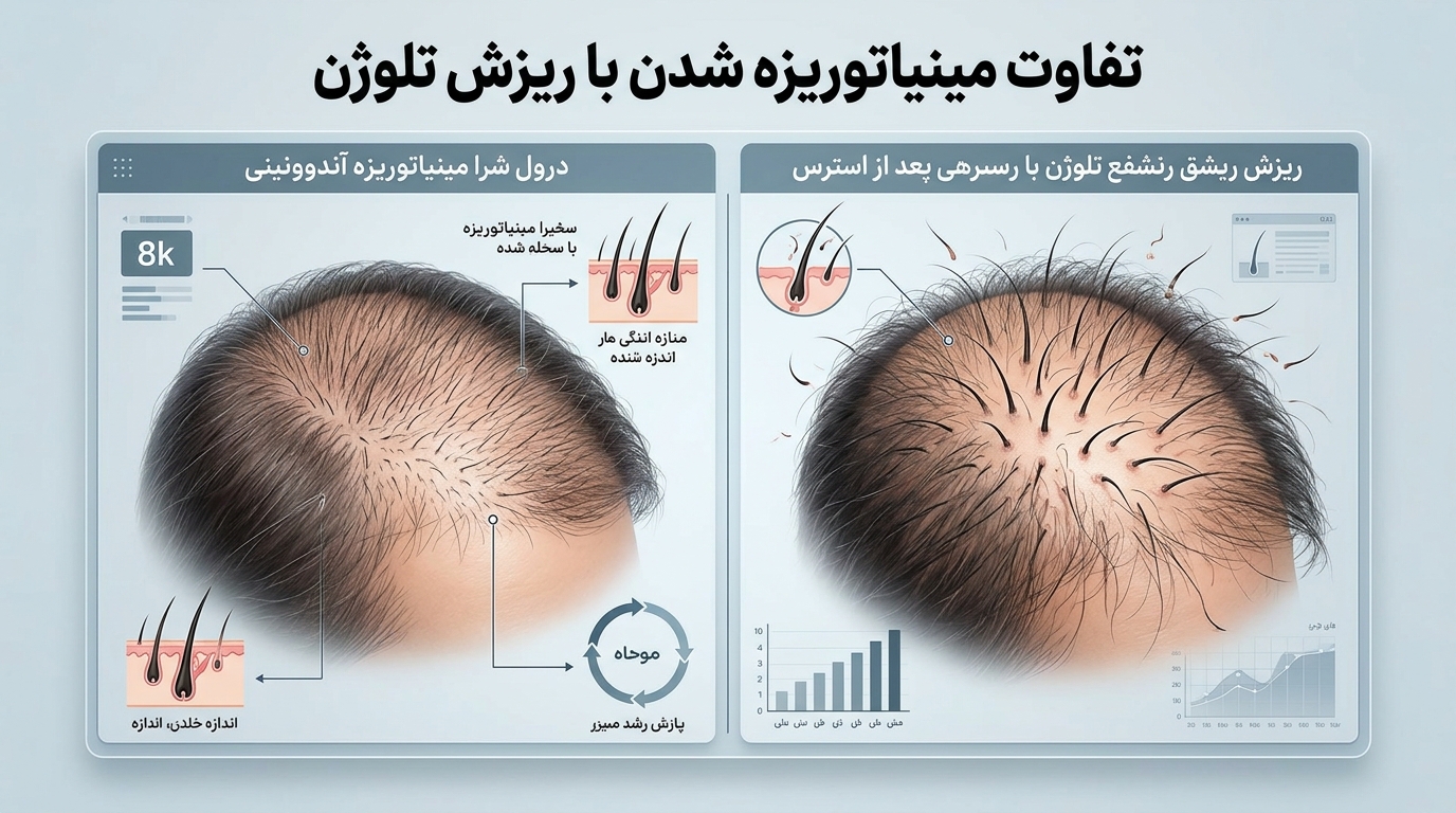 تفاوت مینیاتوریزه شدن تار مو با ریزش تلوژن افلوویوم