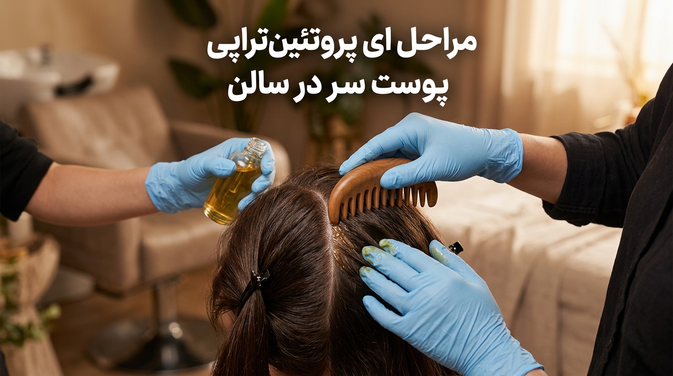 مراحل اجرای پروتئین اسکالپ در سالن زیبایی با دستگاه مریدین
