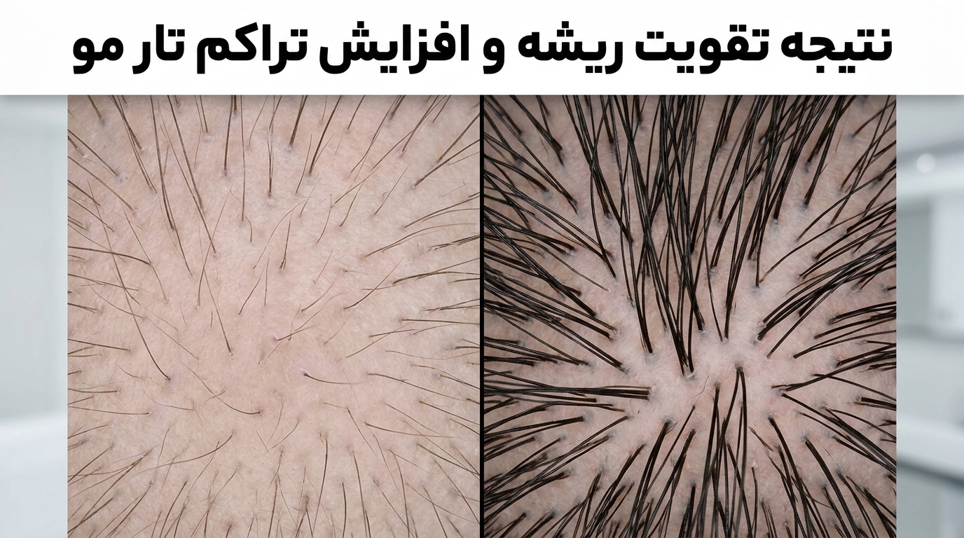 نتایج تریکوسکوپی رویش مجدد، افزایش ضخامت تارهای نازک و بازگشت تراکم مو با پروتئین اسکالپ