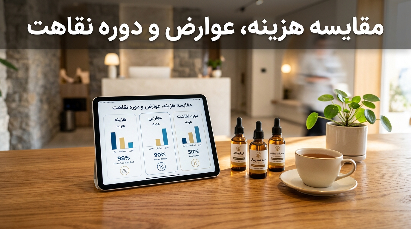 مقایسه اقتصادی هزینه جلسات، درد، دوره نقاهت و ایمنی پروتئین اسکالپ در برابر مزوتراپی