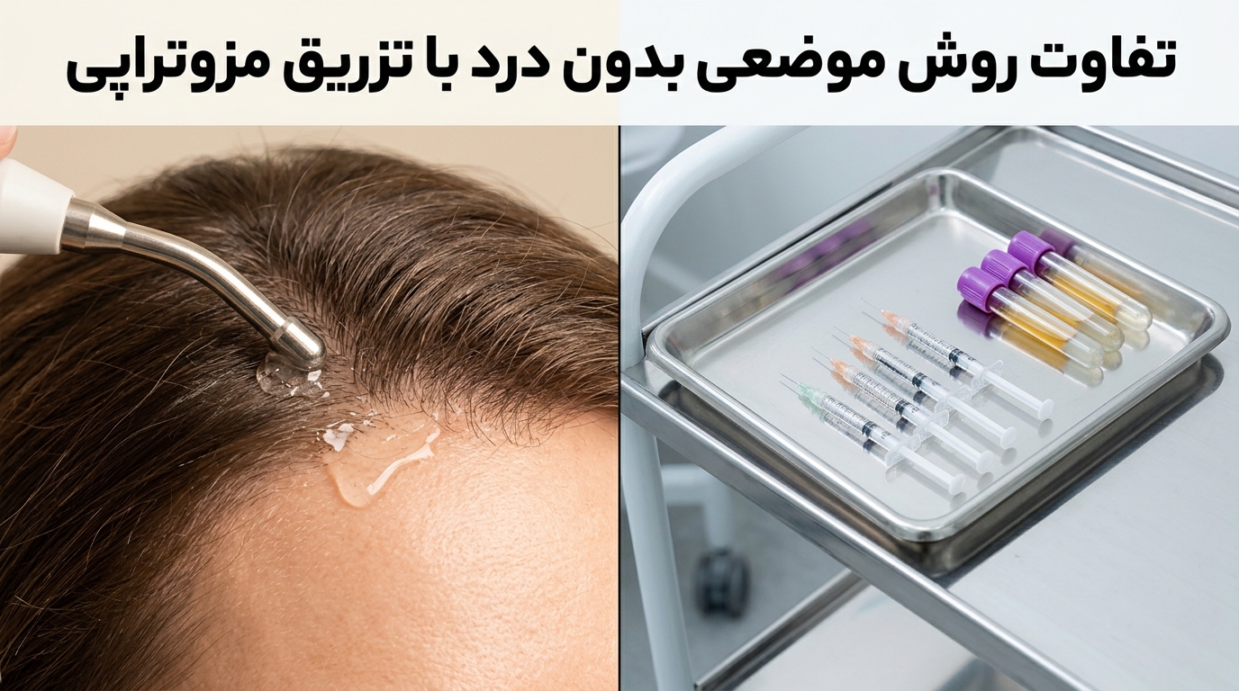 تفاوت بالینی پپتیدتراپی موضعی بدون سوزن با سرنگهای تزریقی مزوتراپی در پوست سر
