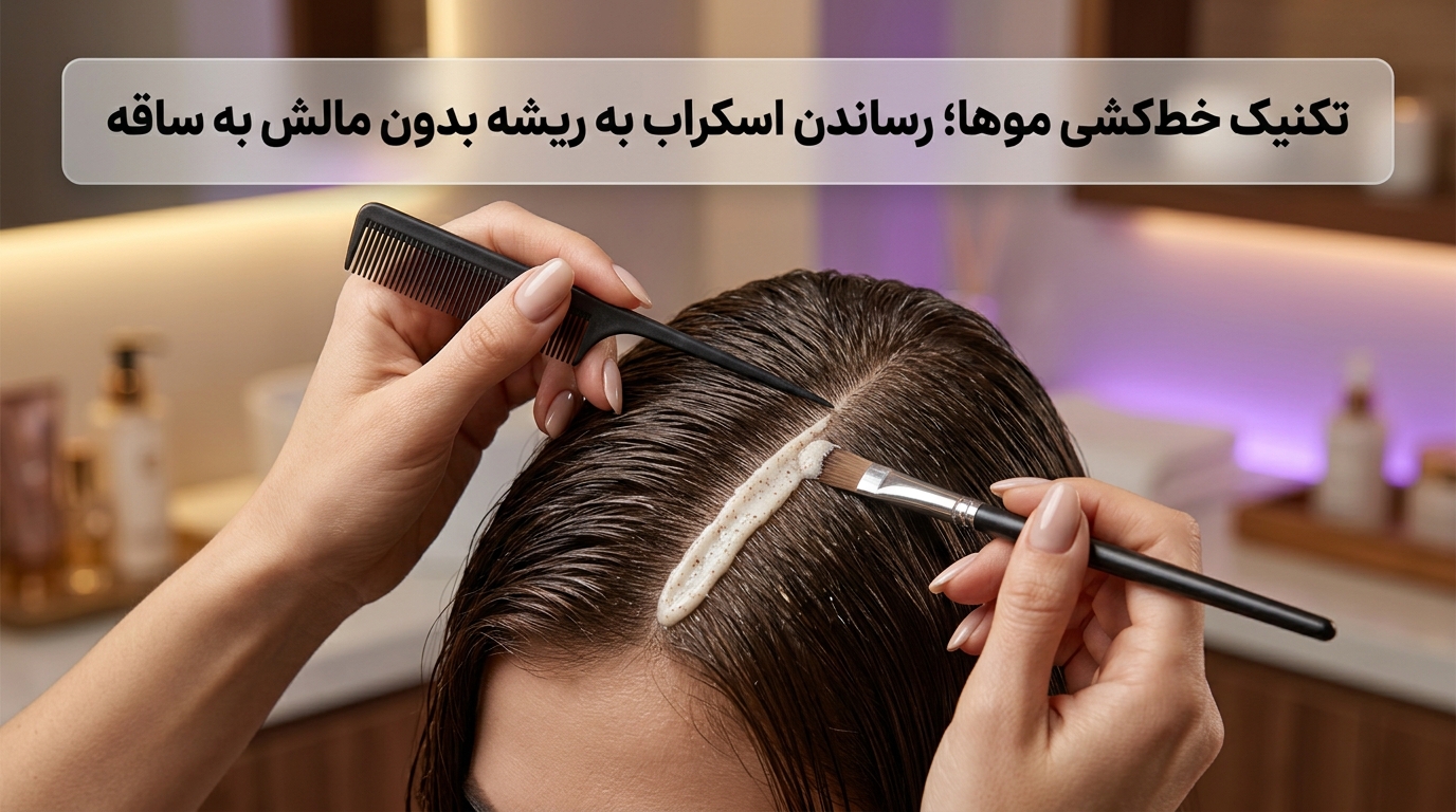 آموزش خطکشی مو برای رساندن دانههای اسکراب مستقیماً به پوست کف سر