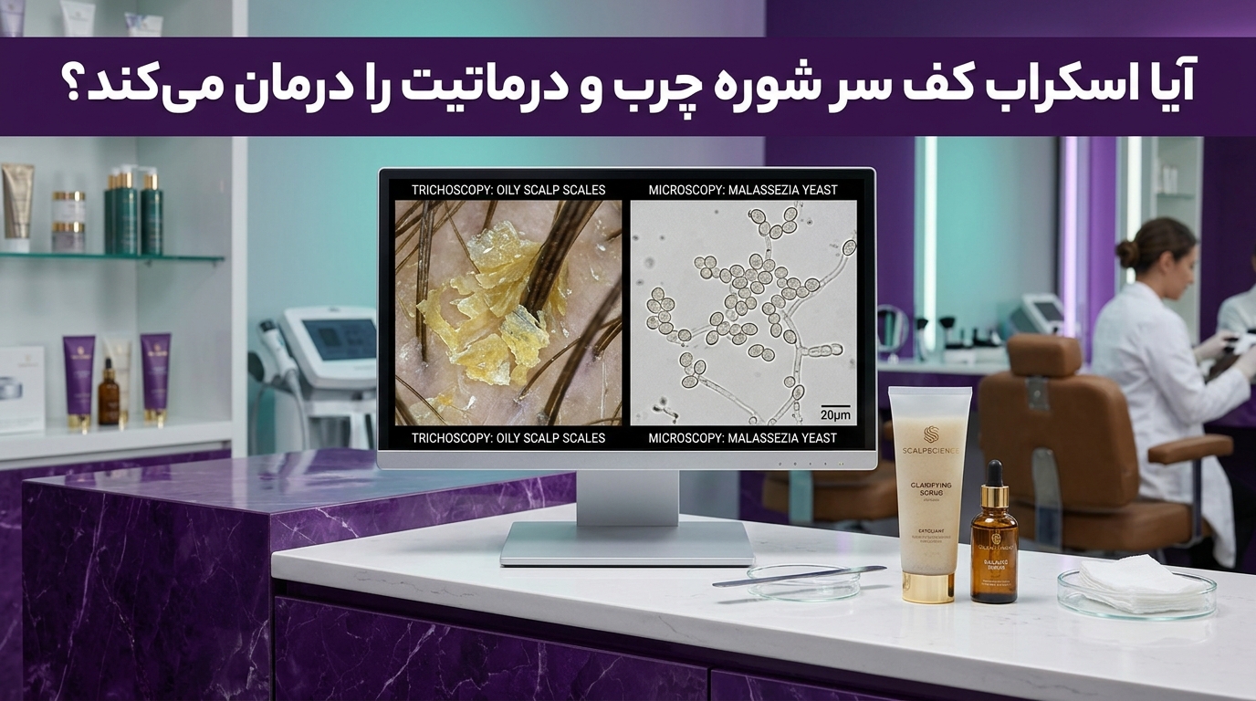 بررسی بالینی تریکوسکوپی تأثیر اسکراب کف سر بر شوره چرب و کنترل مخمر مالاسزیا