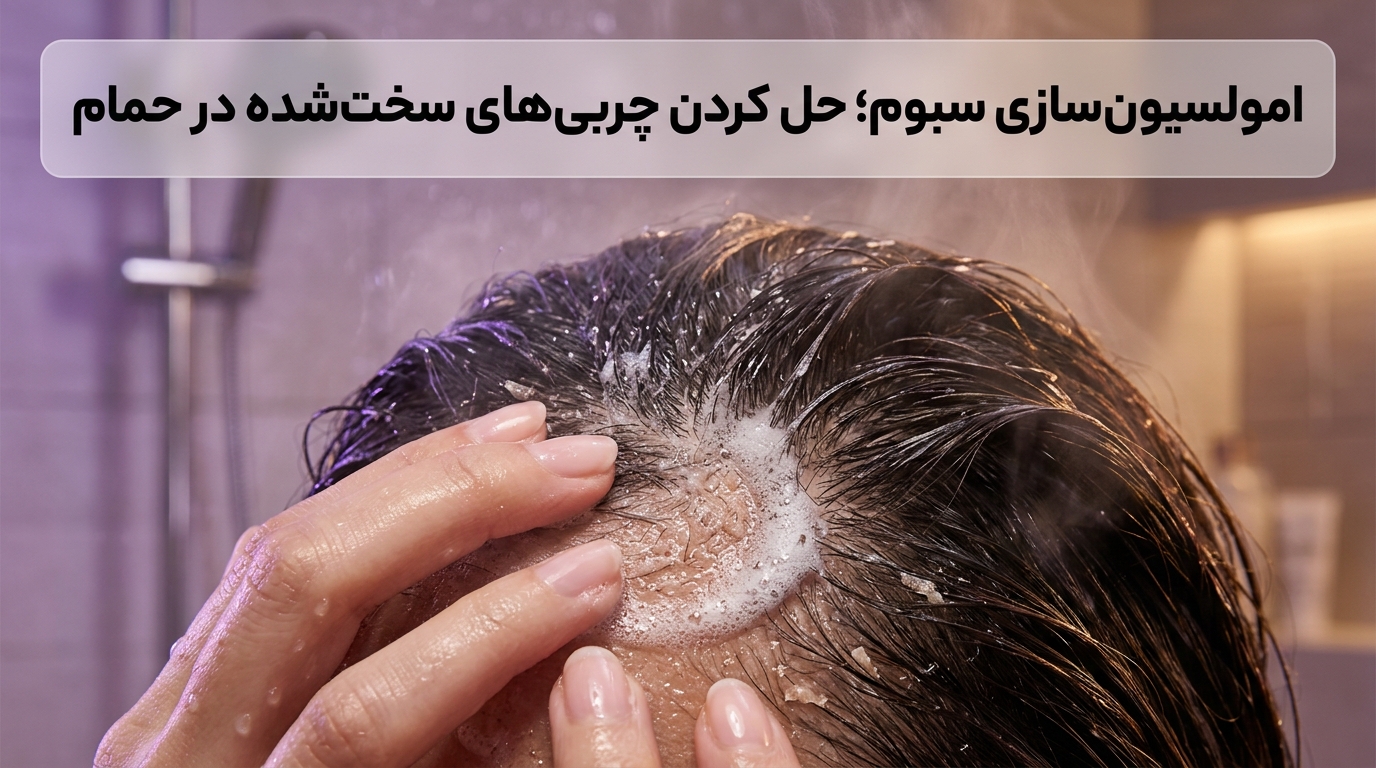 امولسیون چربی و سبوم سفتشده کف سر با ماساژ دورانی اسکراب