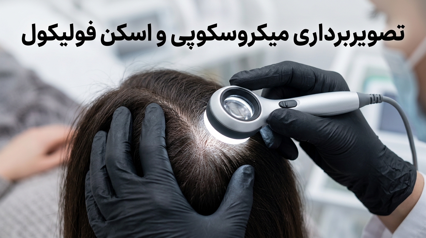 تصویربرداری میکروسکوپی و اسکن ریشه مو با دستگاه تریکوسکوپی مونوکر