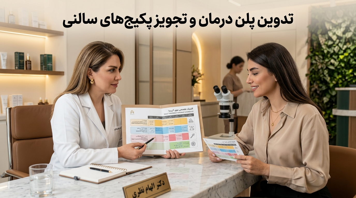 تنظیم برنامه درمان و پکیجهای اسکالپ تریتمنت متناسب با اسکن ریشه مو